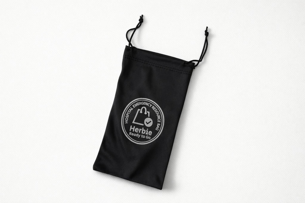 Microfibre glasses pouch included in the bag.